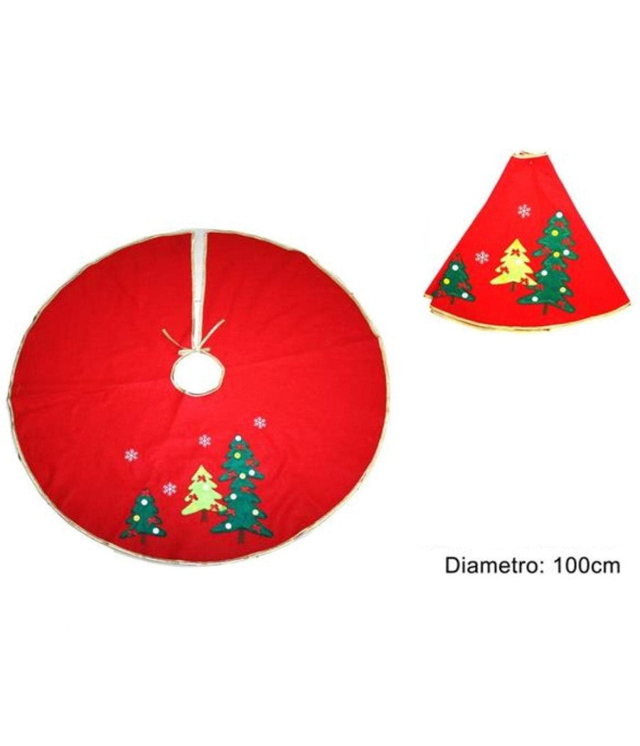 Tappeto Gonna Copertura Base Albero Di Natale 100cm Rosso Decorazioni Natalizie         