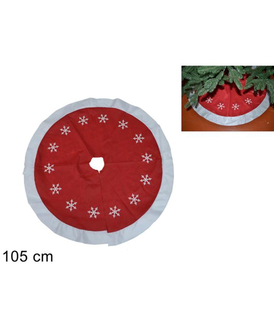 Tappeto Gonna Copertura Base Albero Di Natale 105cm Rosso Decorazioni Natalizie         