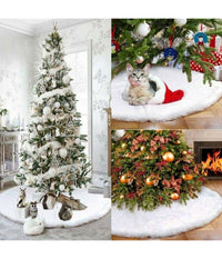 Tappeto Gonna Copertura Base Albero Di Natale 78cm Peluche Bianco Effetto Neve         