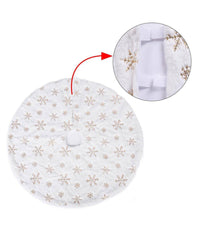 Tappeto Gonna Copertura Base Albero Di Natale 80cm Peluche Fiocchi Di Neve Gold         