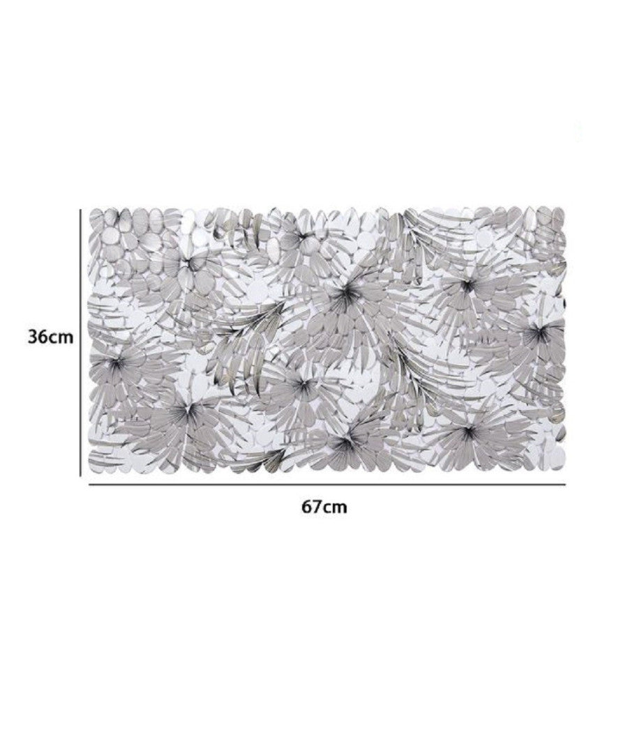Tappeto In Pvc Con Stampa Tropicale Antiscivolo Vasca Bagno Doccia 67x36cm 87073         