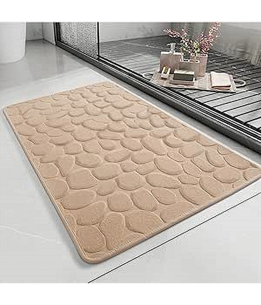 Tappeto In Tessuto Tappetino Arredo Bagno Antiscivolo 50x80cm Effetto Sassi 79449         