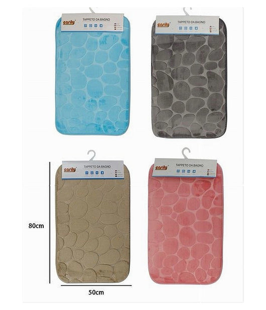 Tappeto In Tessuto Tappetino Arredo Bagno Antiscivolo 50x80cm Effetto Sassi 79449         