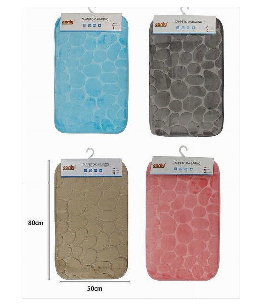 Tappeto In Tessuto Tappetino Arredo Bagno Antiscivolo 50x80cm Effetto Sassi 79449         