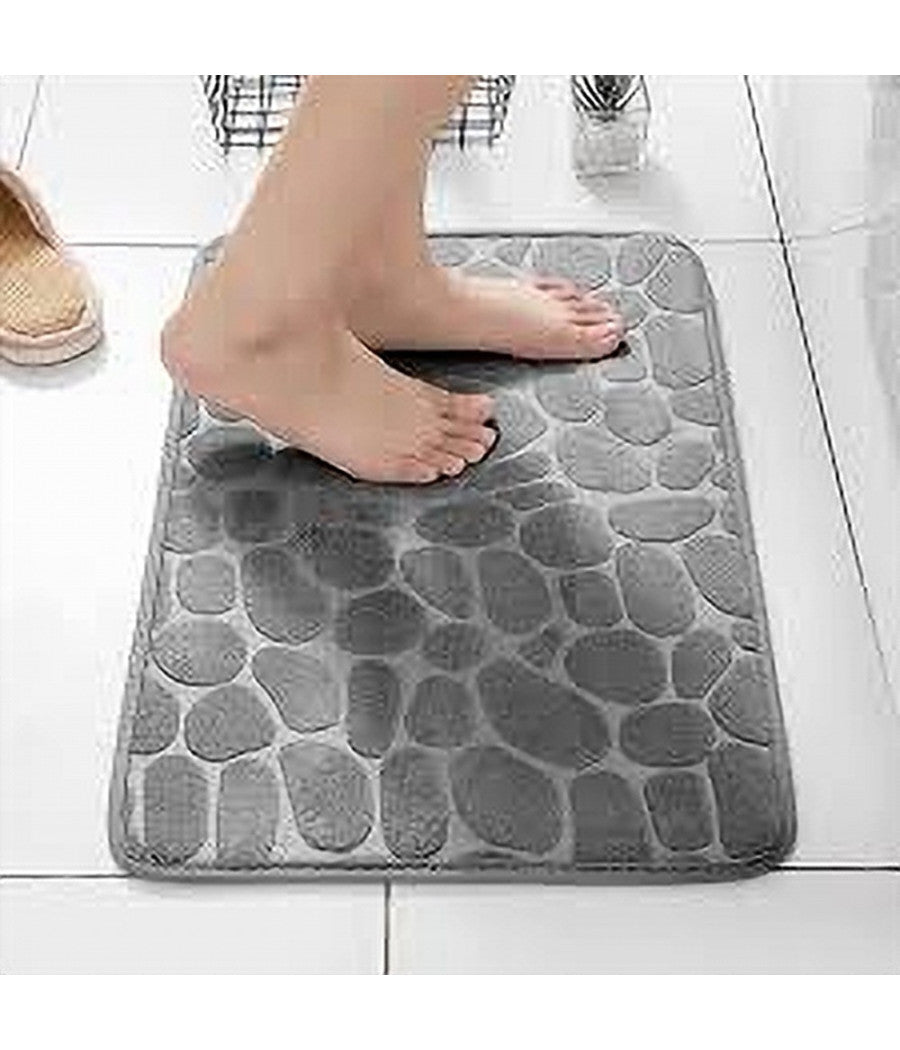 Tappeto In Tessuto Tappetino Arredo Bagno Antiscivolo 50x80cm Effetto Sassi 79449         