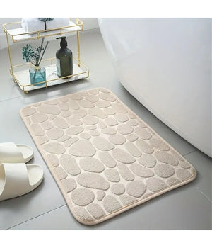 Tappeto In Tessuto Tappetino Arredo Bagno Antiscivolo 50x80cm Effetto Sassi 79449         