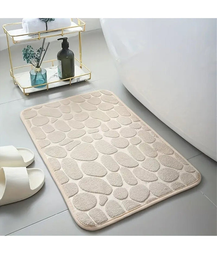 Tappeto In Tessuto Tappetino Arredo Bagno Antiscivolo 50x80cm Effetto Sassi 79449         