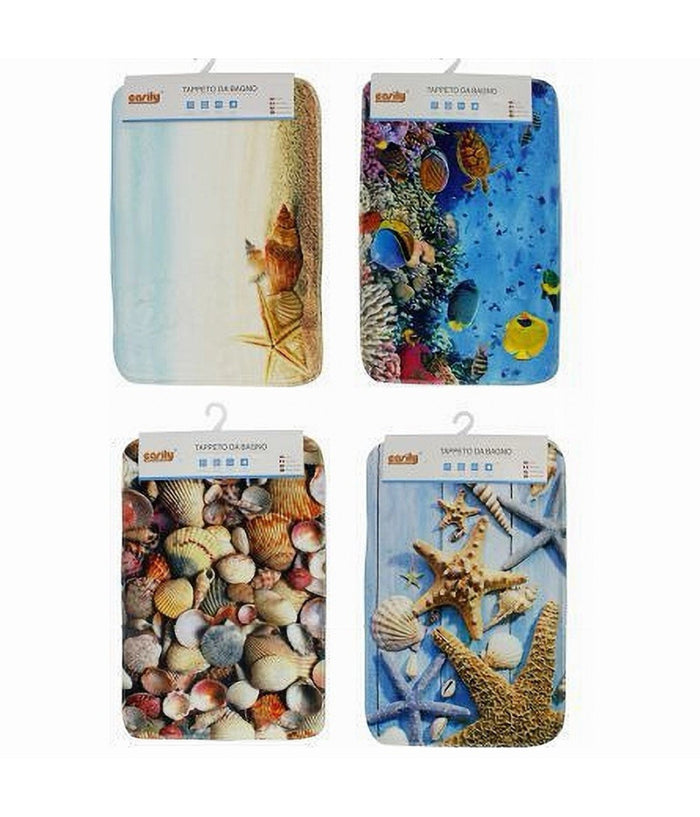 Tappeto In Tessuto Tappetino Arredo Bagno Antiscivolo Stile Marino 50x80cm 79443         