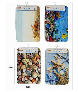 Tappeto In Tessuto Tappetino Arredo Bagno Antiscivolo Stile Marino 50x80cm 79443         