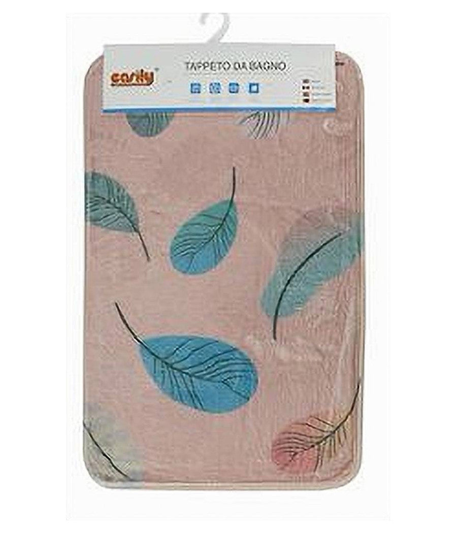 Tappeto In Tessuto Tappetino Arredo Da Bagno Antiscivolo Con Piume 50x80cm 79440         