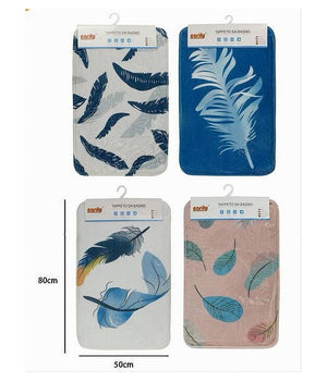 Tappeto In Tessuto Tappetino Arredo Da Bagno Antiscivolo Con Piume 50x80cm 79440         