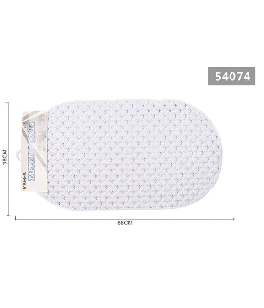 Tappeto Per Doccia Antiscivolo 68x38cm Tappetino Vasca Da Bagno Bianco 54074         