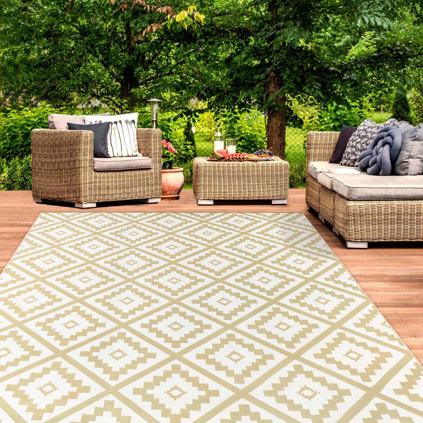 IDMarket - Tappeto per esterni BAHAMAS beige 270 x 370 CM