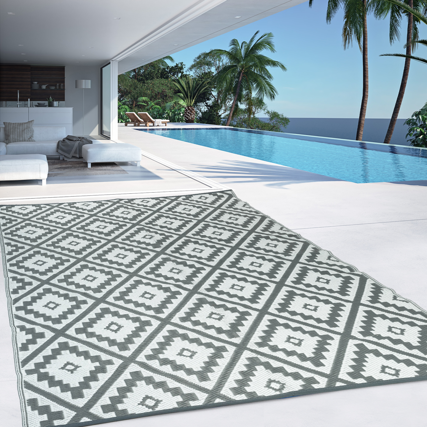 IDMarket - Tappeto per esterni BAHAMAS grigio 180 x 280 CM