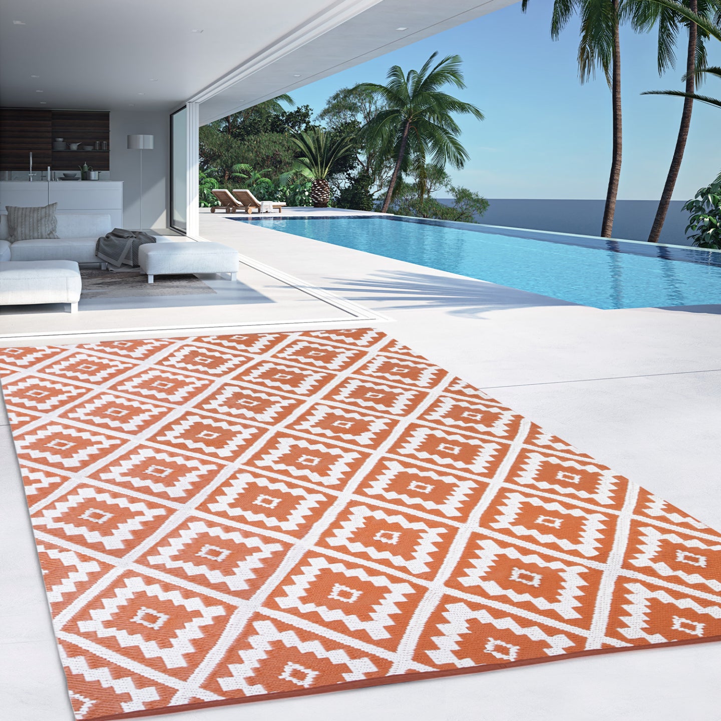 IDMarket - Tappeto per esterni BAHAMAS terracotta 270 X 370 CM