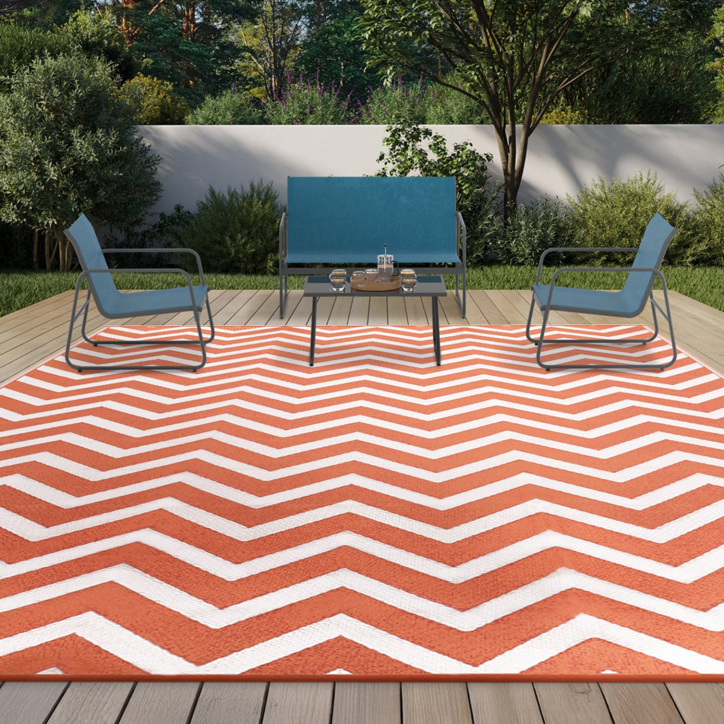 IDMarket - Tappeto per esterni CHEVRONS terracotta 270 x 370 CM