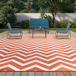 IDMarket - Tappeto per esterni CHEVRONS terracotta 270 x 370 CM