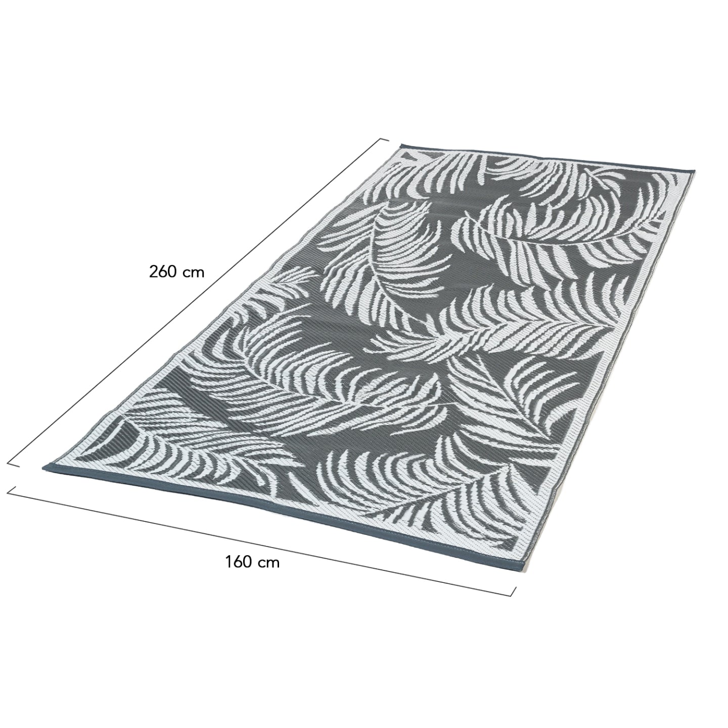 IDMarket - Tappeto per esterni COCO tropical grigio e bianco 160 x 260 CM