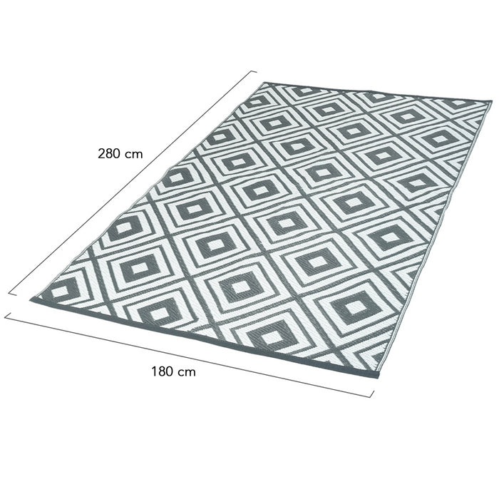 IDMarket - Tappeto per esterni ELMA grigio e bianco 180 x 280 CM