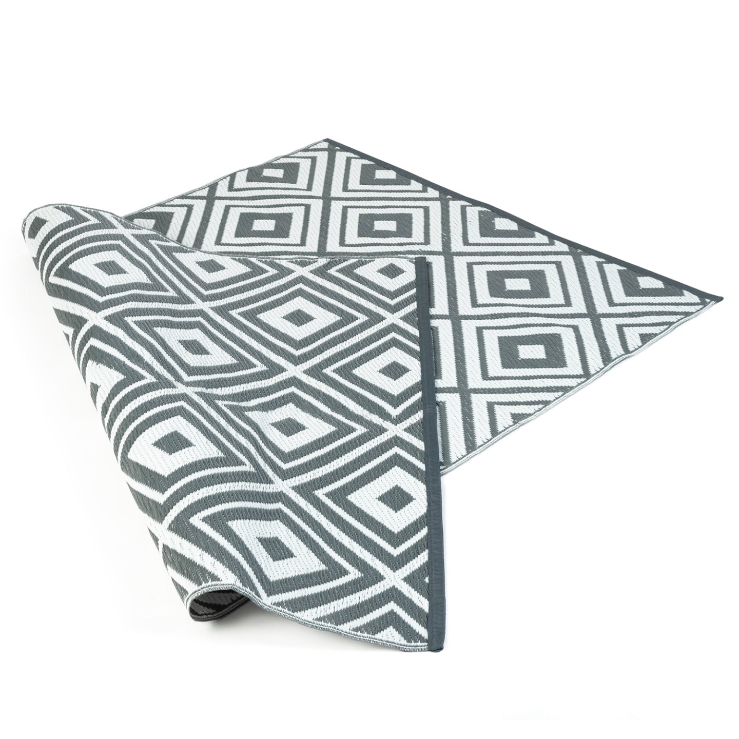 IDMarket - Tappeto per esterni ELMA grigio e bianco 180 x 280 CM