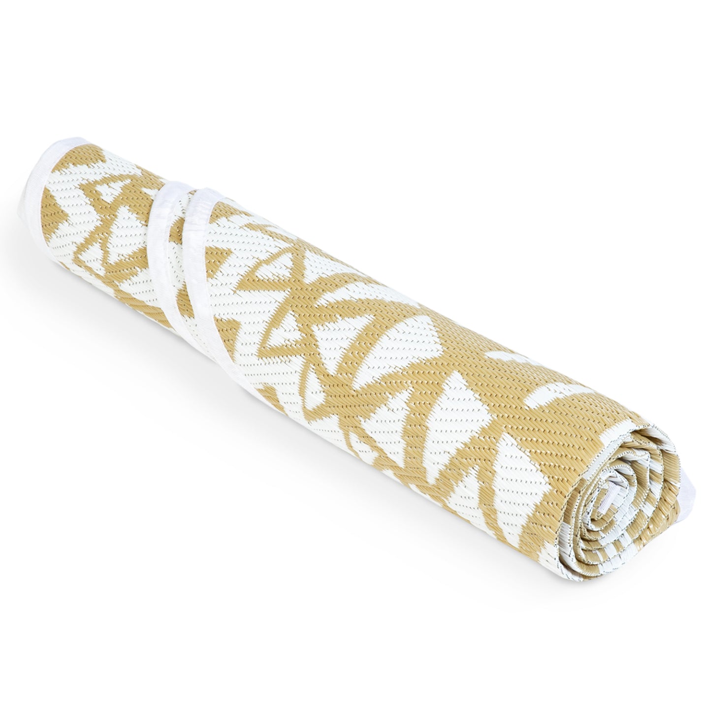 IDMarket - Tappeto per esterni ROUND naturale e bianco D.150 CM