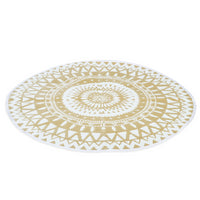 IDMarket - Tappeto per esterni ROUND naturale e bianco D.150 CM