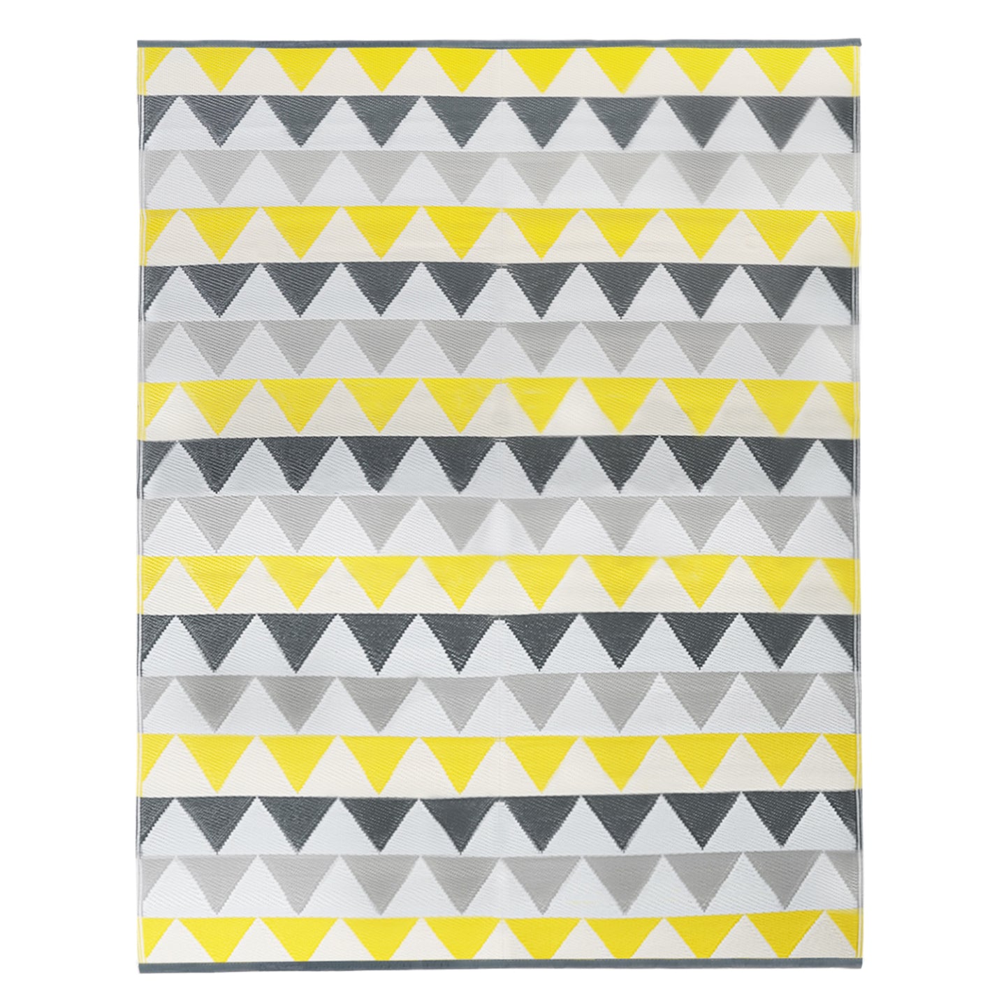 IDMarket - Tappeto per esterni SARI triangoli grigio e giallo 270 x 370 CM