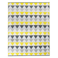 IDMarket - Tappeto per esterni SARI triangoli grigio e giallo 270 x 370 CM