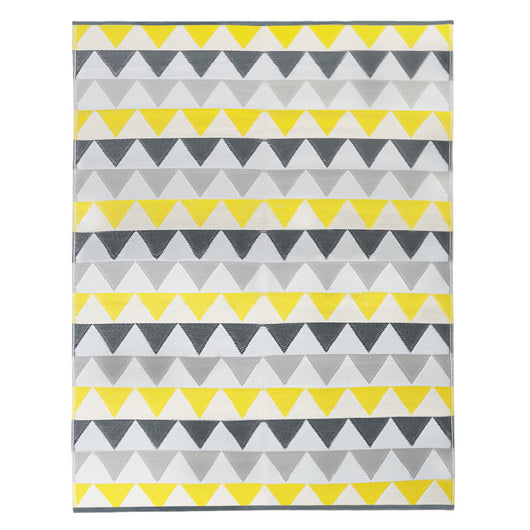 IDMarket - Tappeto per esterni SARI triangoli grigio e giallo 270 x 370 CM