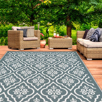 IDMarket - Tappeto per esterni TUNIS grigio e bianco 180 x 280 CM