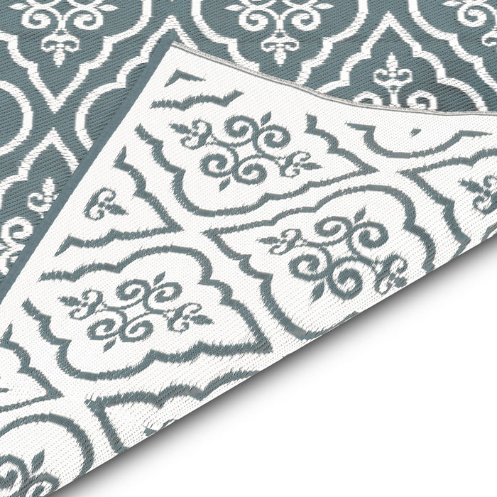 IDMarket - Tappeto per esterni TUNIS grigio e bianco 180 x 280 CM