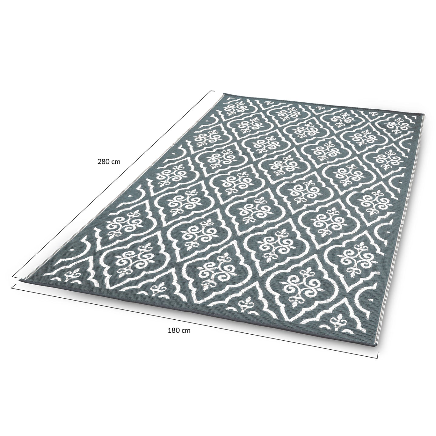 IDMarket - Tappeto per esterni TUNIS grigio e bianco 180 x 280 CM