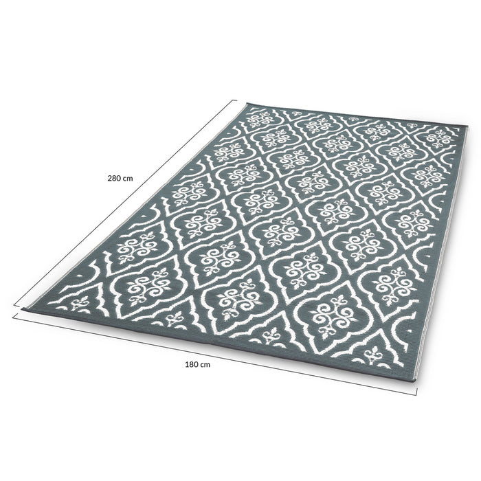 IDMarket - Tappeto per esterni TUNIS grigio e bianco 180 x 280 CM