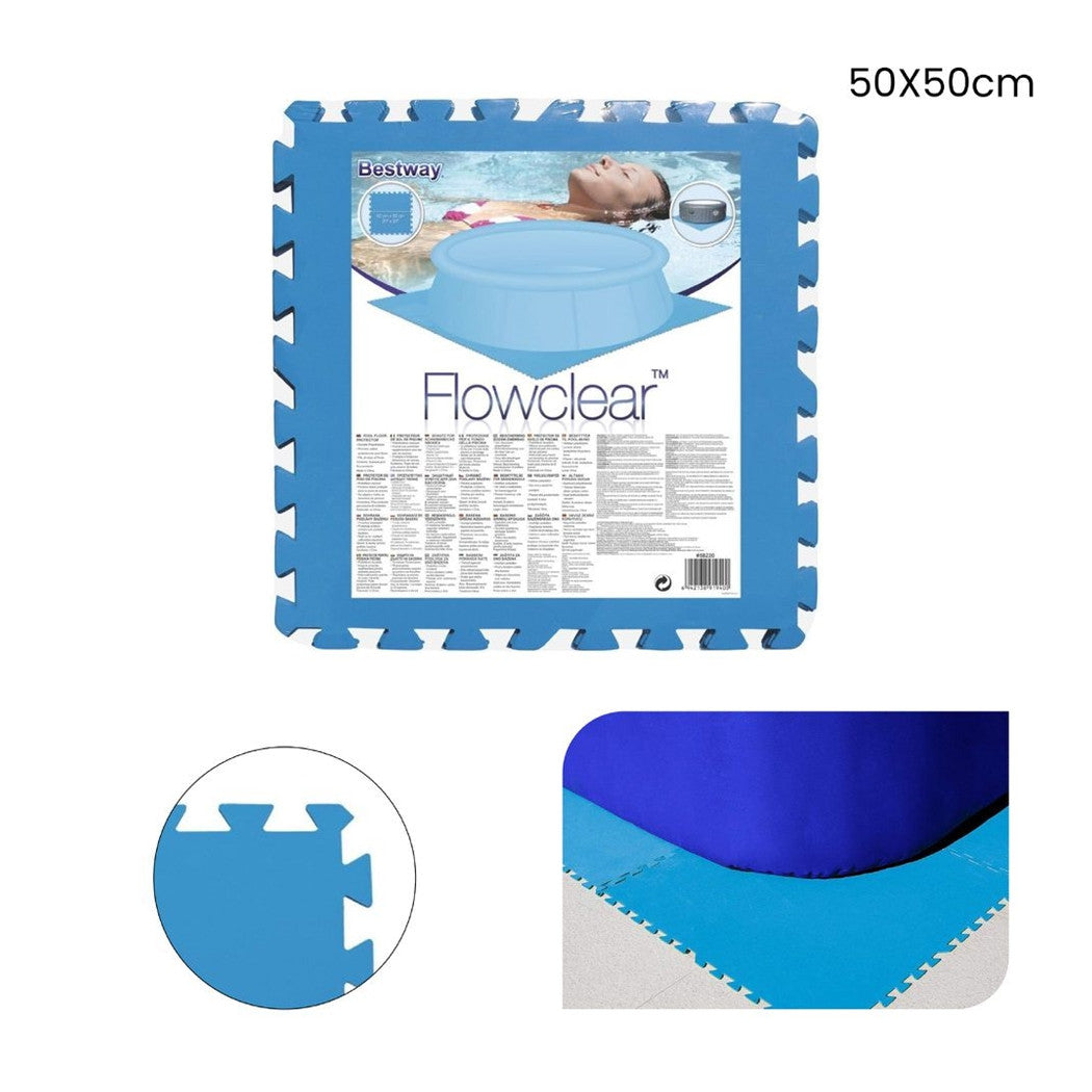 Trade Shop - Tappeto Piastrelle Base Sotto Piscina Componibile Protettivo Da 50x50 Cm Blu 58220 -