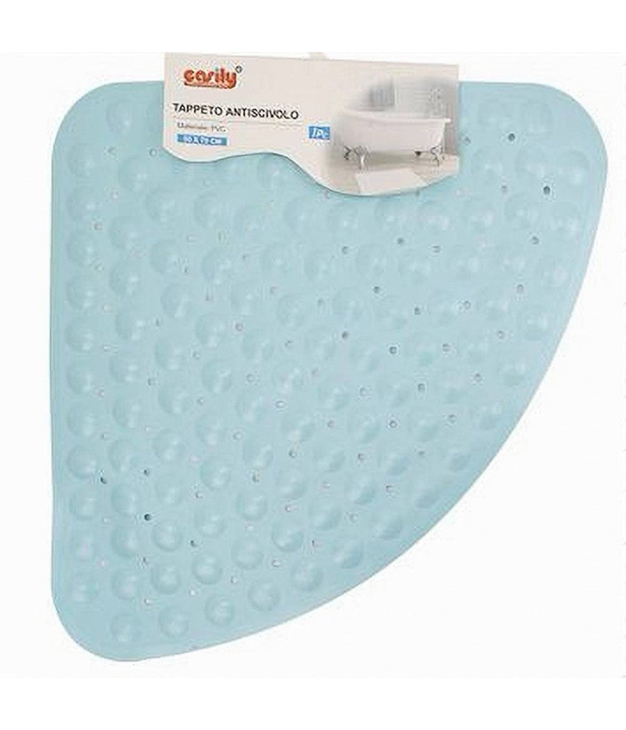 Tappeto Pvc Antiscivolo Triangolare Azzurro Per Vasca Bagno Doccia 50x70cm 79736         