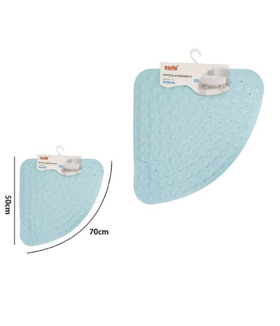 Tappeto Pvc Antiscivolo Triangolare Azzurro Per Vasca Bagno Doccia 50x70cm 79736         