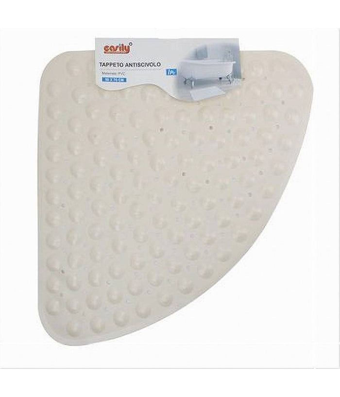 Tappeto Pvc Antiscivolo Triangolare Beige Per Vasca Bagno Doccia 50x70 Cm 79735         