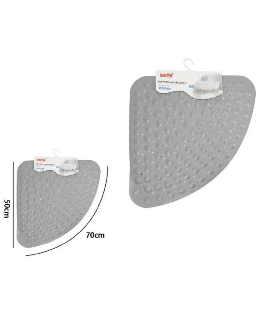 Tappeto Pvc Antiscivolo Triangolare Grigio Per Vasca Bagno Doccia 50x70 Cm 79737         