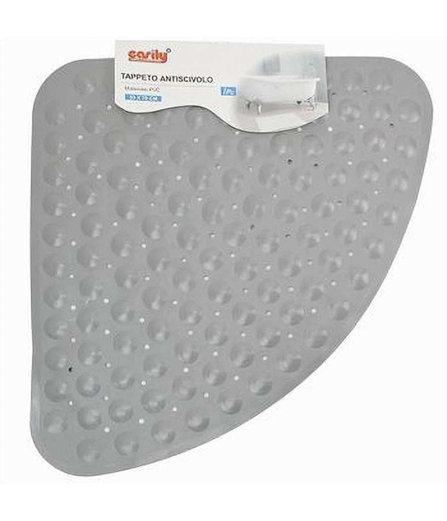 Tappeto Pvc Antiscivolo Triangolare Grigio Per Vasca Bagno Doccia 50x70 Cm 79737         