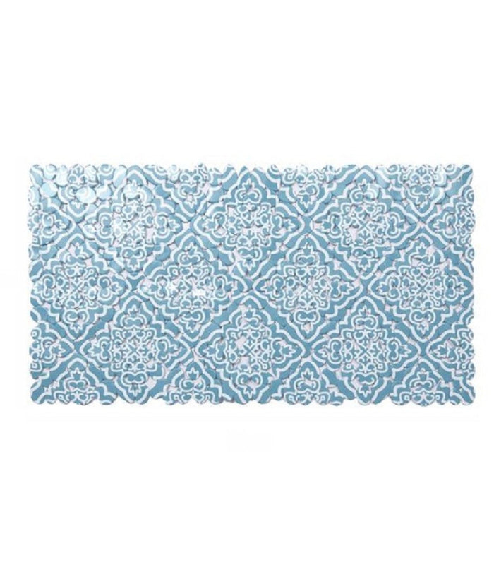 Tappeto Pvc Azzurro Con Maioliche Antiscivolo Vasca Bagno Doccia 67x36cm 87031         