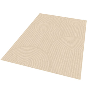 IDMarket - Tappeto rettangolare per interni JADA con motivo circolare beige 120 x 170 cm