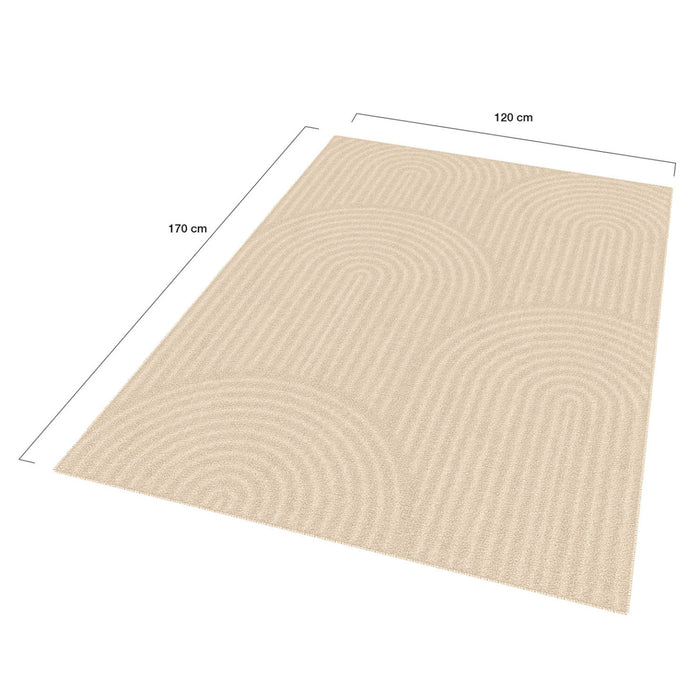 IDMarket - Tappeto rettangolare per interni JADA con motivo circolare beige 120 x 170 cm