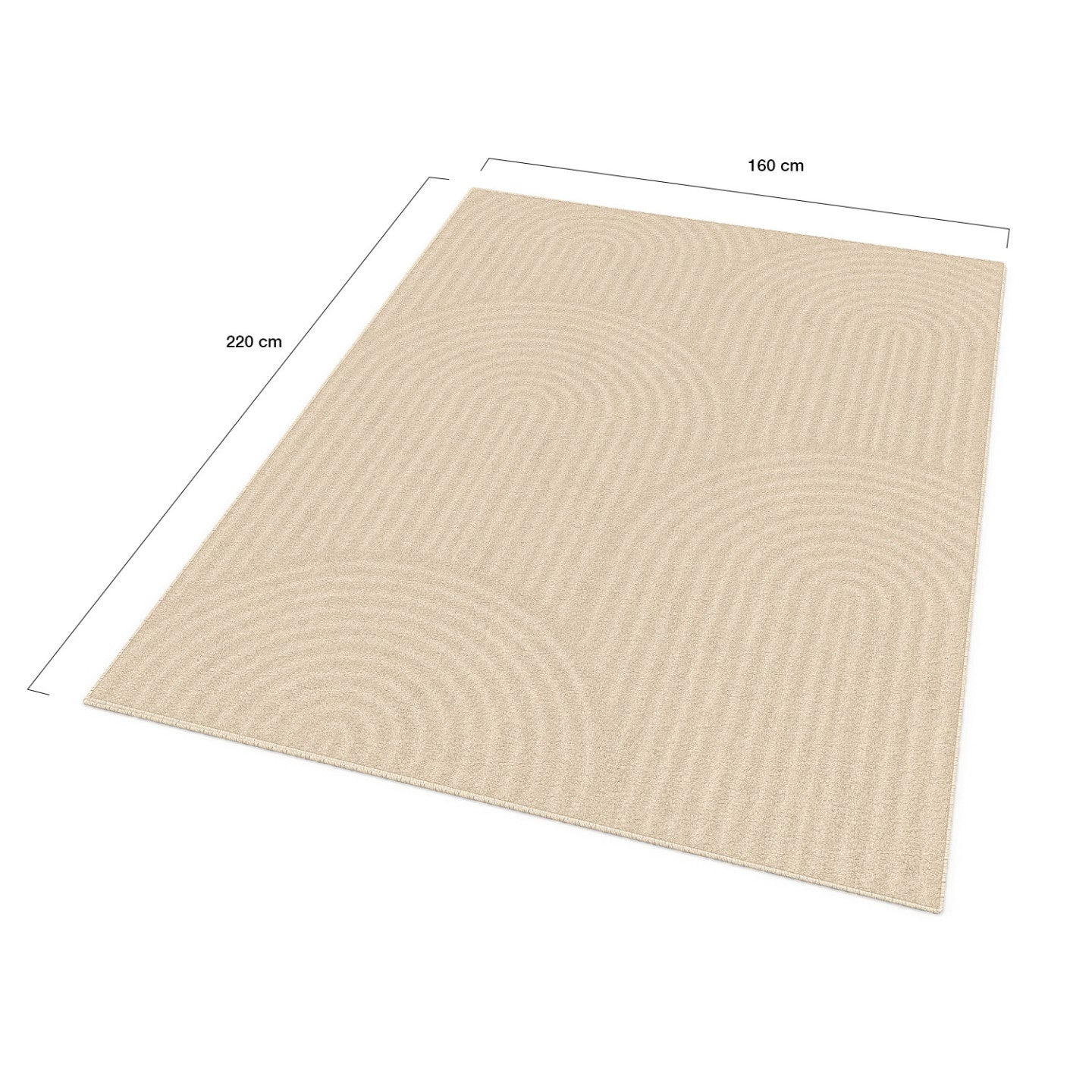 IDMarket - Tappeto rettangolare per interni JADA con motivo circolare beige 160 x 220 cm