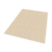 IDMarket - Tappeto rettangolare per interni JADA con motivo circolare beige 160 x 220 cm