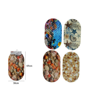 Tappeto Tappetino Antiscivolo Arredo Bagno Tema Marino Conchiglie 38x69cm 59501         