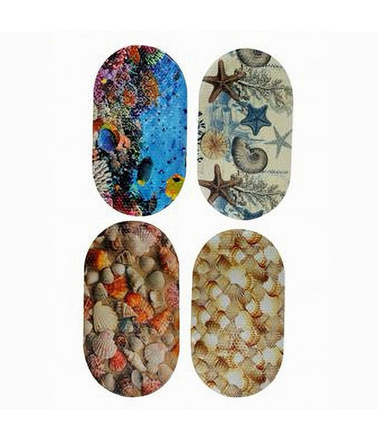 Tappeto Tappetino Antiscivolo Arredo Bagno Tema Marino Conchiglie 38x69cm 59501         