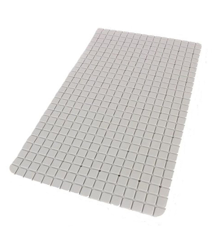 Tappeto Tappetino Antiscivolo Bagno Arredo 69 X 39cm Grigio Con Quadratini 69857         