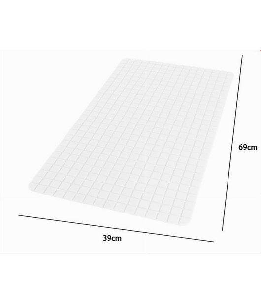 Tappeto Tappetino Antiscivolo Bagno Arredo 69x39 Cm Bianco Con Quadratini 69816         