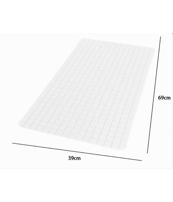 Tappeto Tappetino Antiscivolo Bagno Arredo 69x39 Cm Bianco Con Quadratini 69816         