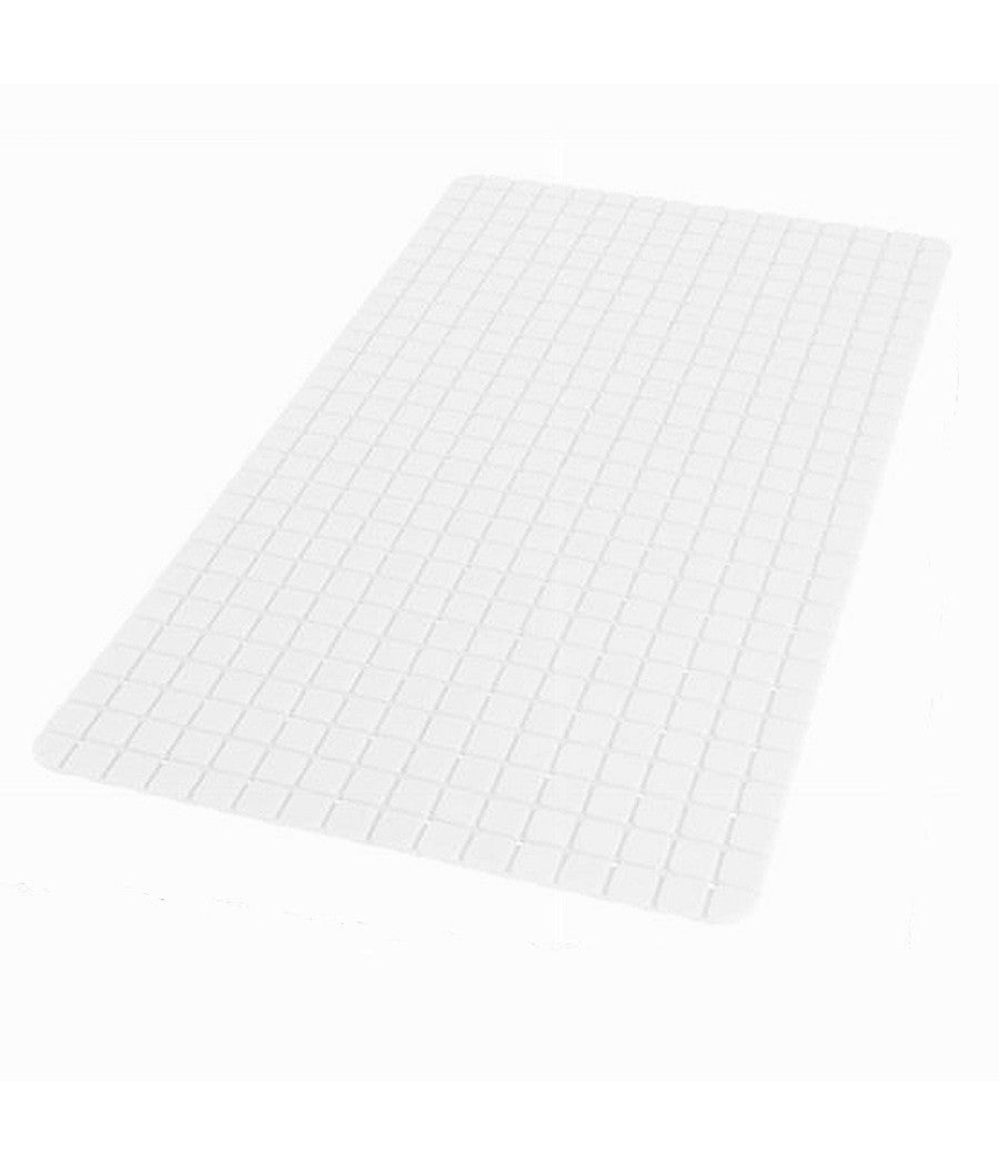 Tappeto Tappetino Antiscivolo Bagno Arredo 69x39 Cm Bianco Con Quadratini 69816         